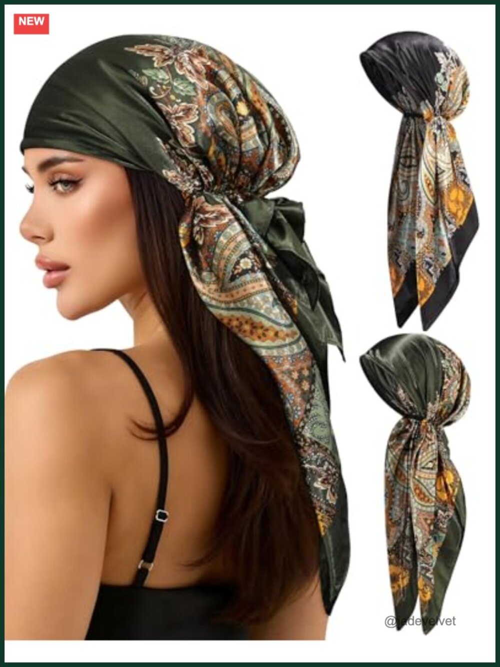 Pretied Head Scarf for Women - 2 Pack Chemo Headwear Turbans, Polyester, Slip-On